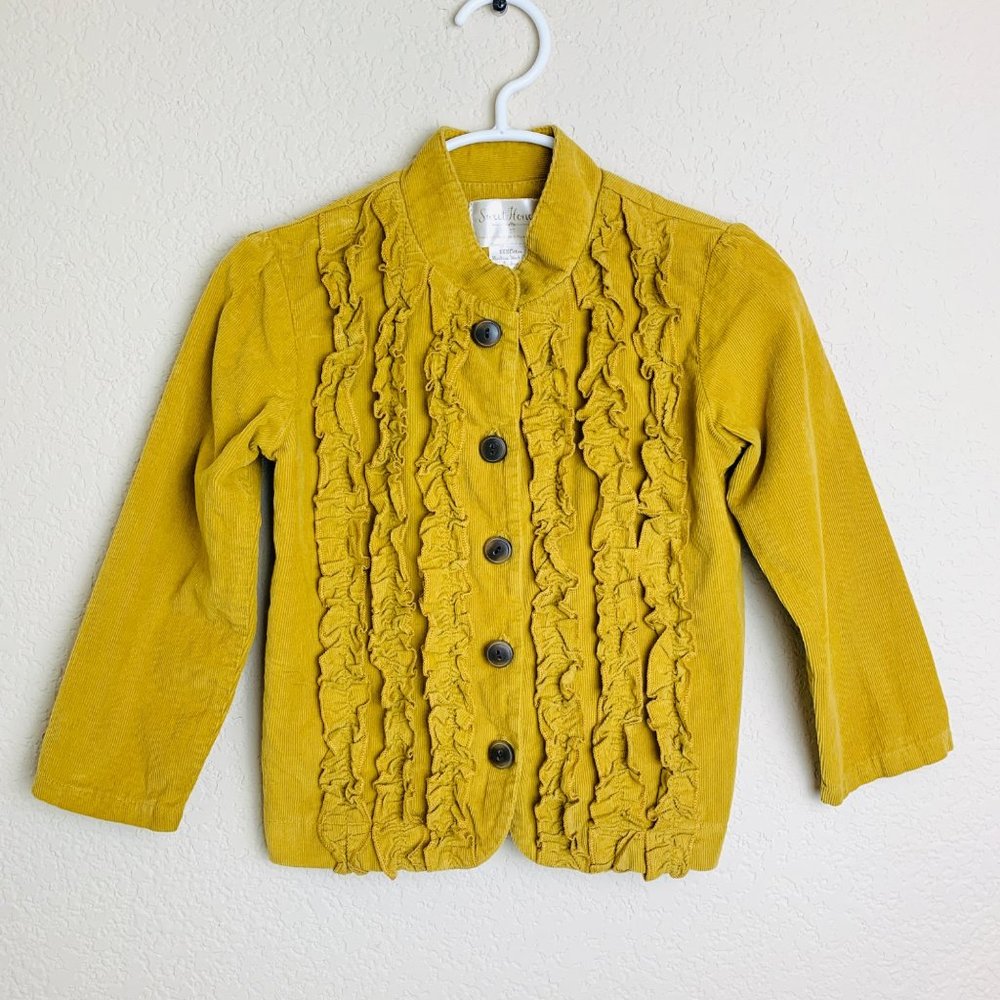 Sweet Honey Mustard Yellow Ruffle Corduroy Button Jacket Girls 3T